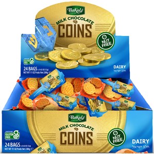 Bakol BOX OF 24 Gold Milk Chocolate Coin Bags (Nut Free)