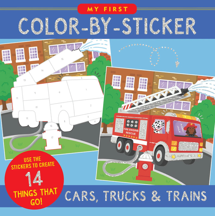 Cars, Trucks, Trains My First Color-By-Sticker Book