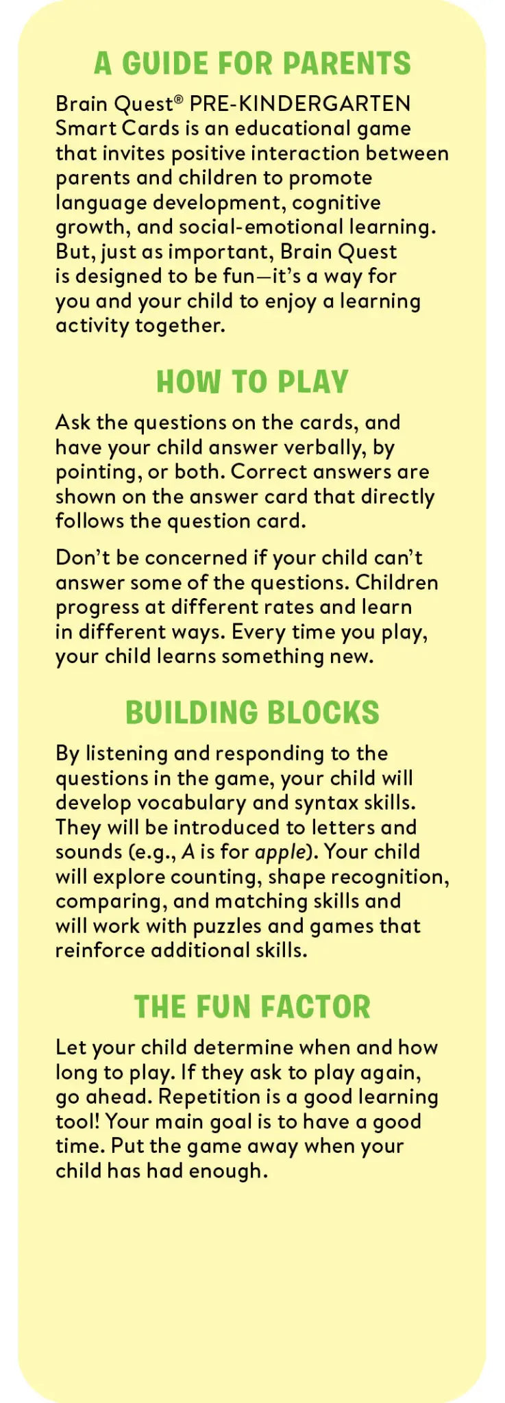 Brain Quest Pre-Kindergarten Smart Cards