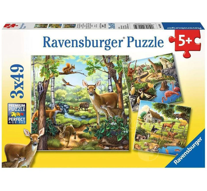 Ravensburger Forest/Zoo/Domestic Animals 3 x 49 Piece Puzzle