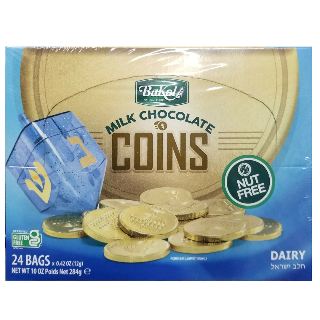 Bakol BOX OF 24 Gold Milk Chocolate Coin Bags (Nut Free)