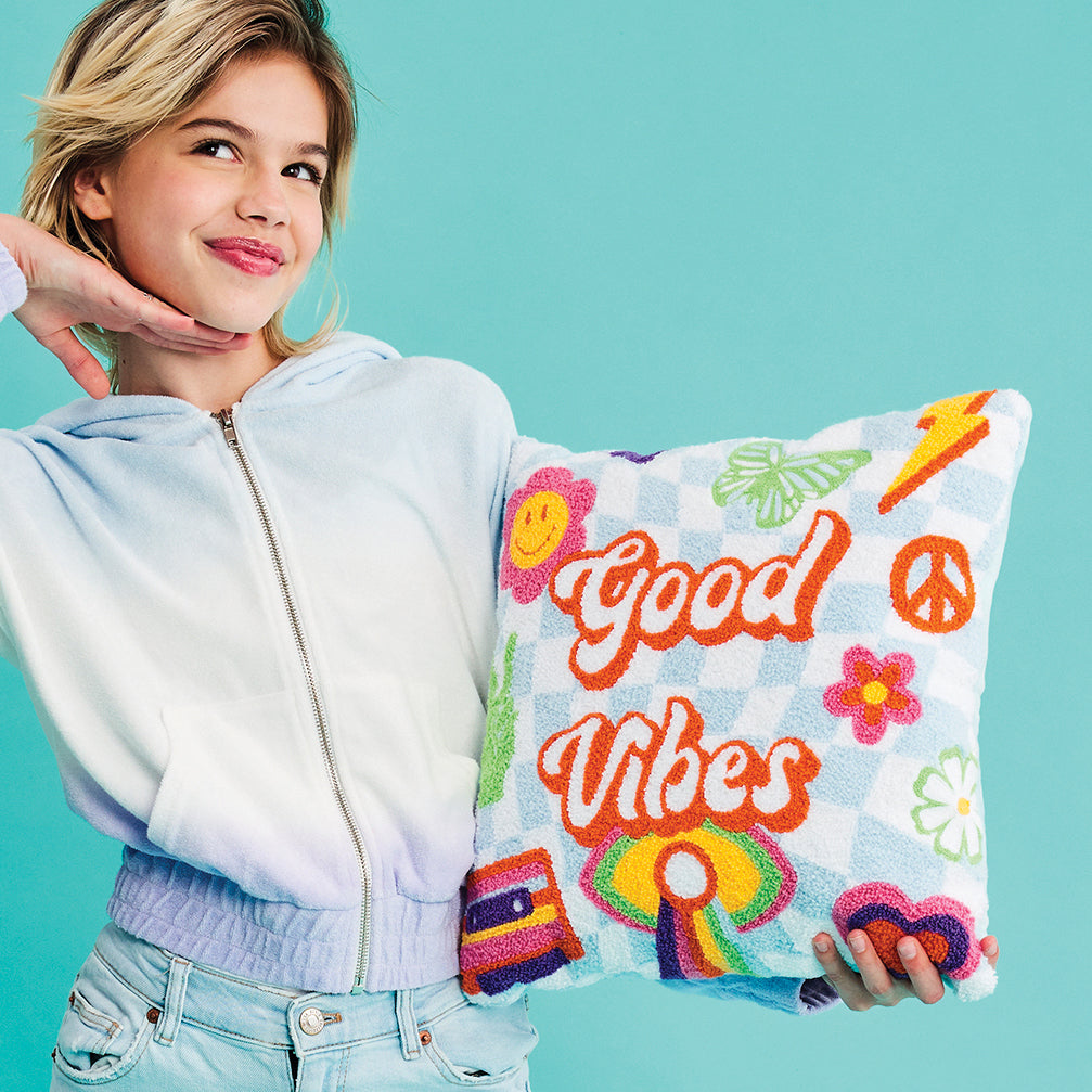 Good Vibes Chenille Plush Pillow