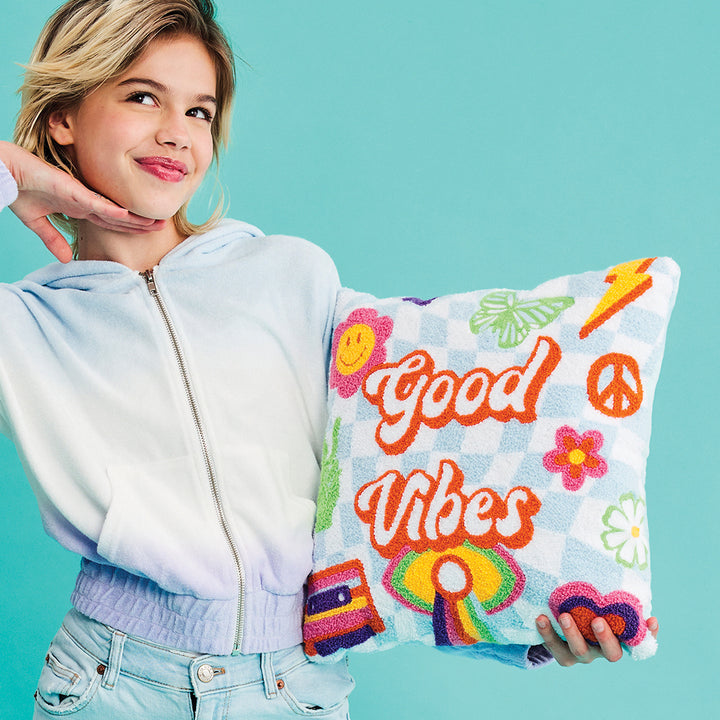 Good Vibes Chenille Plush Pillow