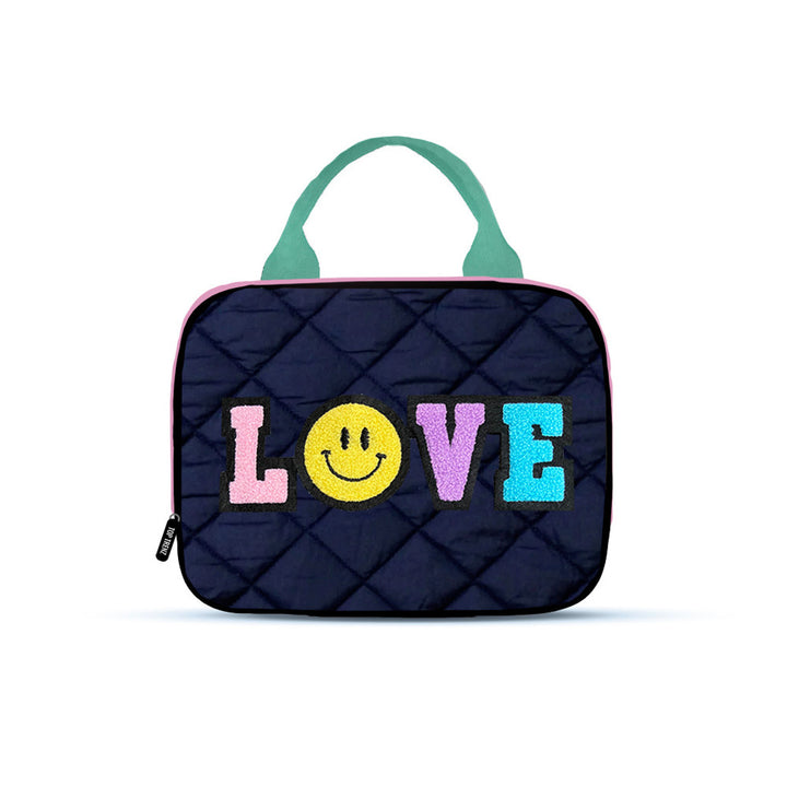 Top Trenz Navy Puffer Insulated Lunch Box With Love Patch