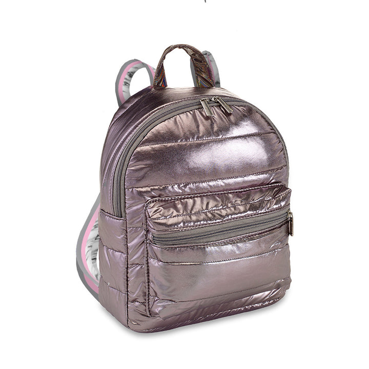 Top Trenz Puffer Mini Backpack Gunmetal W/White Marble Stripe Straps