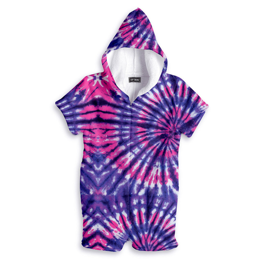 Top Trenz Grapevine Tie Dye Fuzzy Romper