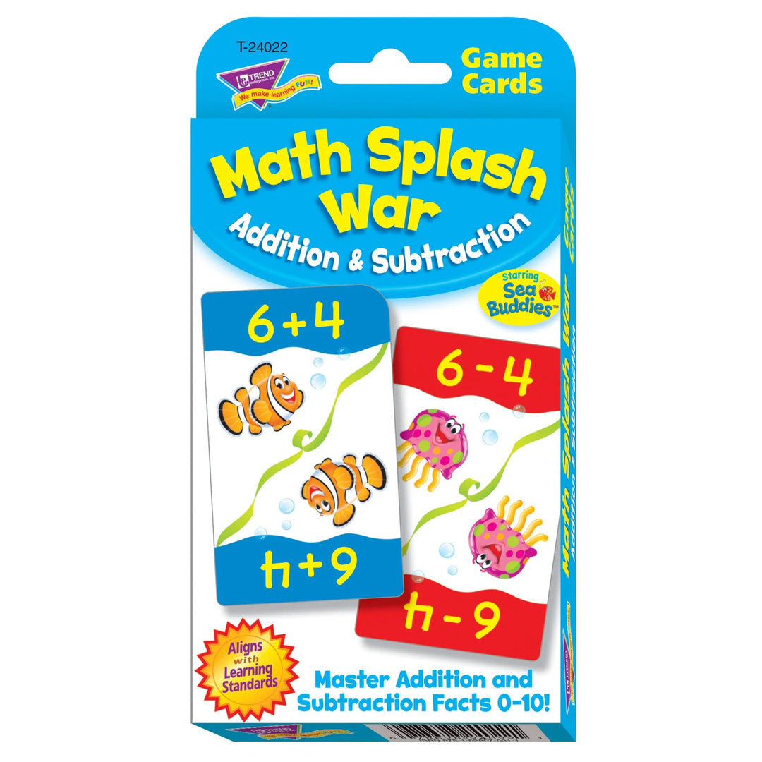 Math Splash War Card Game Addition/Subtraction