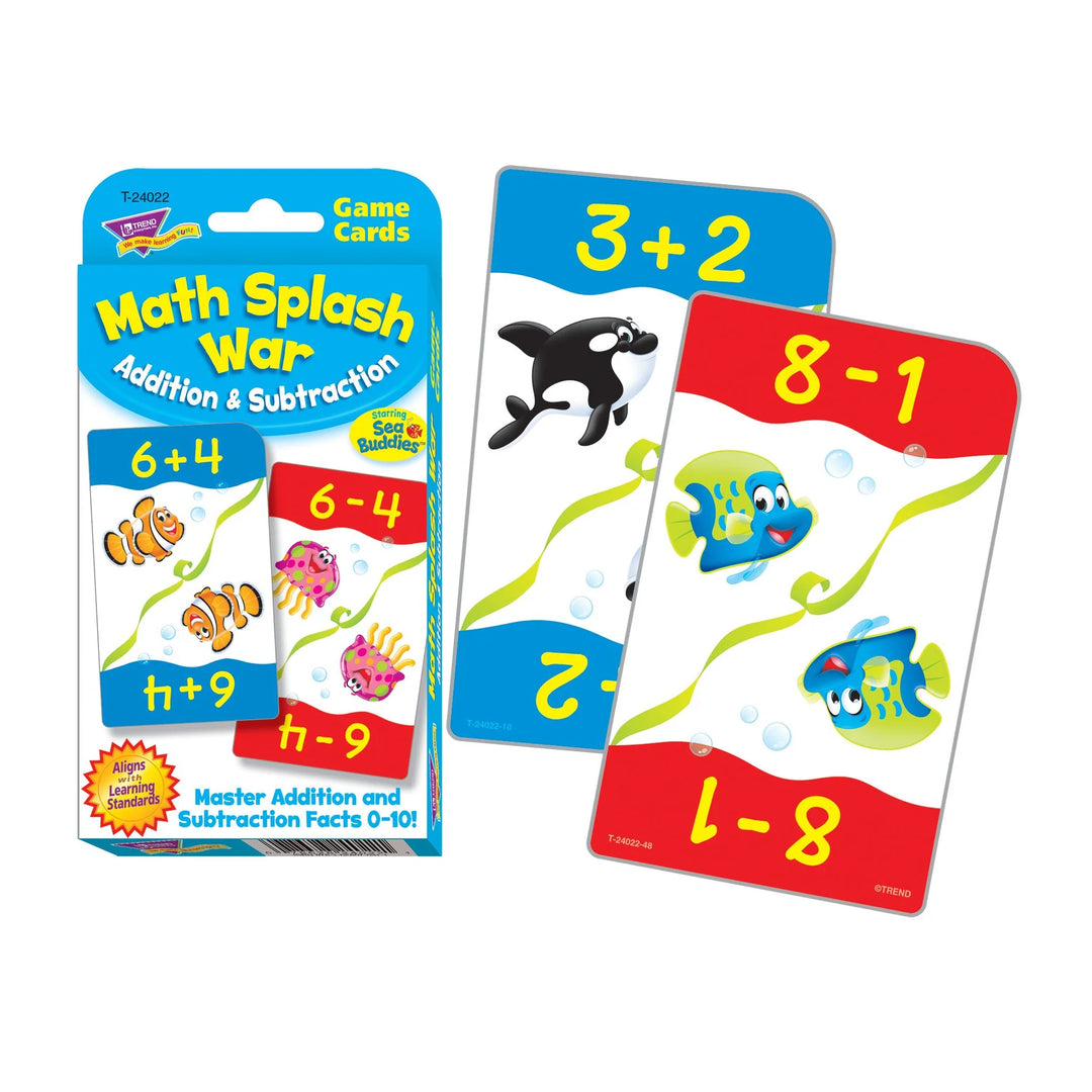 Math Splash War Card Game Addition/Subtraction