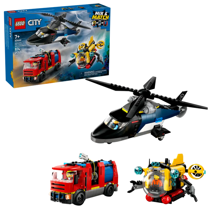 LEGO® City Helicopter, Fire Truck & Submarine Remix