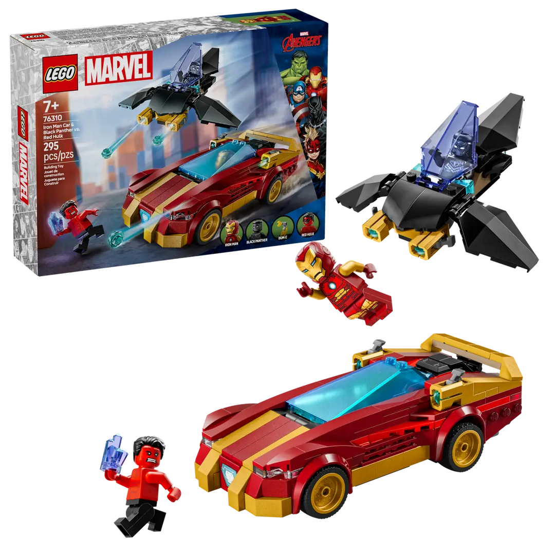 LEGO® Marvel Iron Man Car & Black Panther vs. Red Hulk