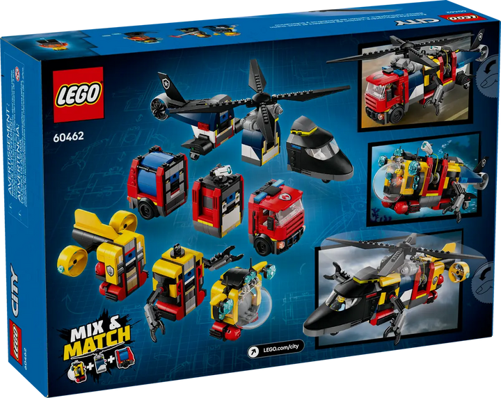 LEGO® City Helicopter, Fire Truck & Submarine Remix