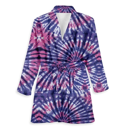 Top Trenz Grapevine Tie Dye Fuzzy Bath Robe